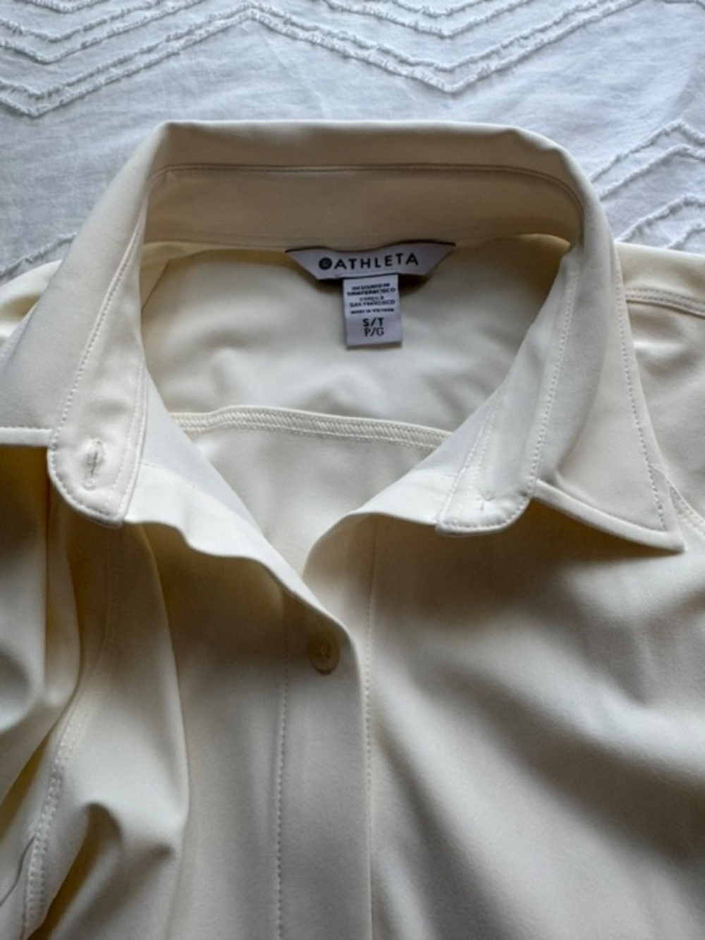 ATHLETA LONG SLEEVE POLO DRESS - NEW - Ivory Color - Size S